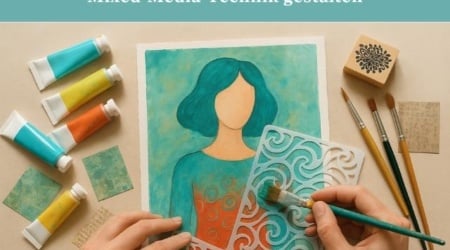 She Art mit Schablone – Frauenporträts in Mixed-Media-Technik gestalten