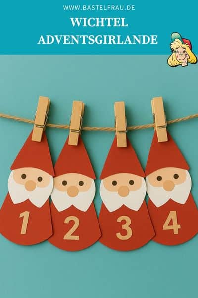 Wichtel-Adventsgirlande – fröhliche Deko mit 24 kleinen Zipfelmützen