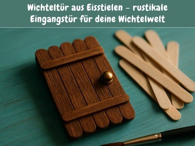Wichteltür aus Eisstielen – rustikale Eingangstür für deine Wichtelwelt