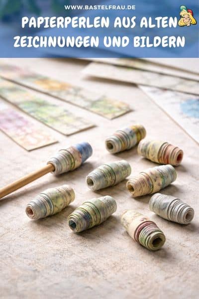 Papierperlen aus alten Zeichnungen und Bildern