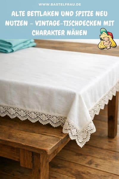 Vintage-Tischdecken aus alten Bettlaken und Spitzen