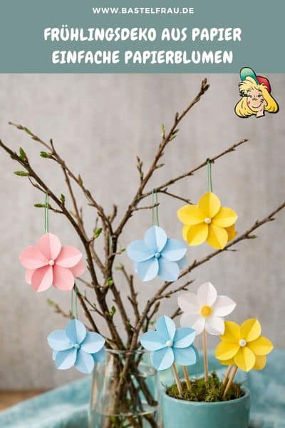 Frühlingsdeko aus Papier: Einfache Papierblumen aus einzelnen Blütenblättern