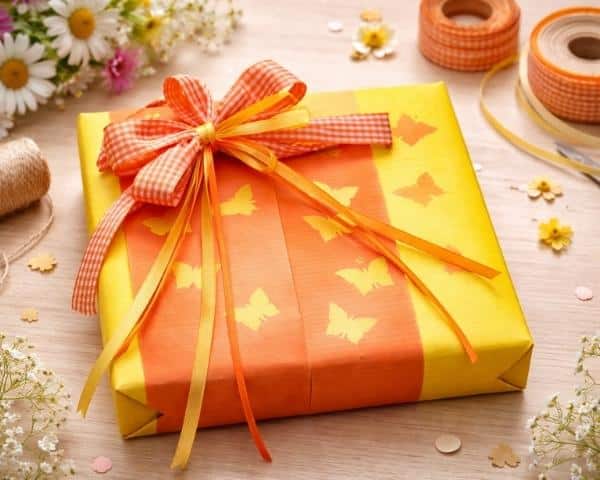 Geschenke kreativ verpacken mit Schleifen und ausgestanzten Schmetterlingen
