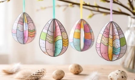 Ostereier aus Papier basteln – einfache 3D-Deko zum Aufhängen