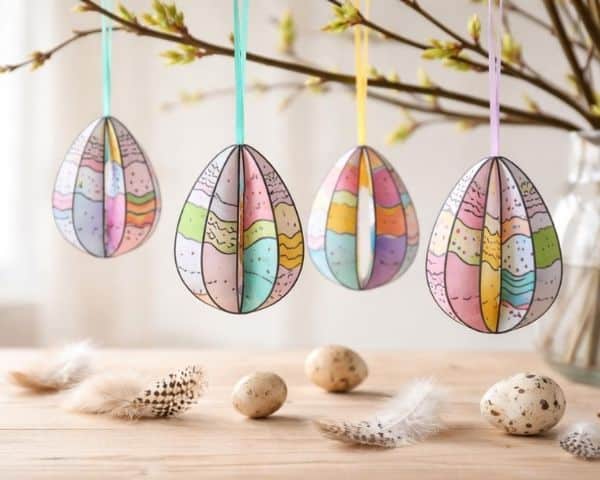 Ostereier aus Papier basteln – einfache 3D-Deko zum Aufhängen