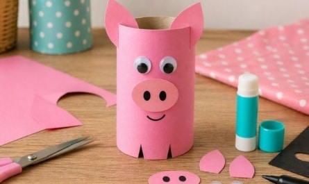 Schweinchen aus einer Klopapierrolle basteln
