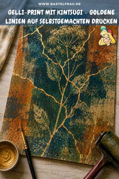 Gelli-Print mit Kintsugi – goldene Linien auf selbstgemachten Drucken