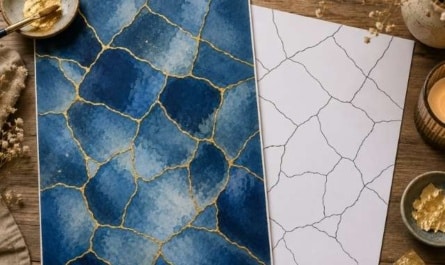 Kintsugi Malvorlagen – Bruchlinien zum Ausdrucken und Vergolden