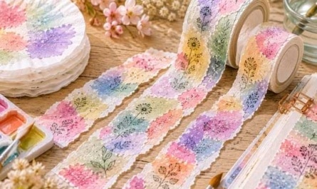 Washi Tape aus Korbfiltern selbermachen – Aquarell-Streifen in Frühlingsfarben