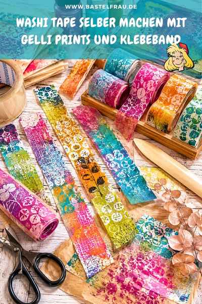 Washi Tape selber machen mit Gelli Prints und Klebeband