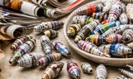 Papierperlen aus Zeitungen und Zeitschriften