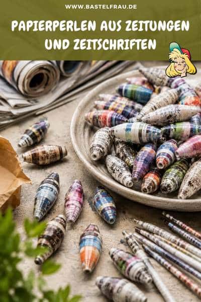Papierperlen aus Zeitungen und Zeitschriften