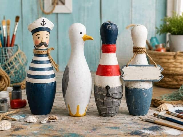 Basteln mit Bowling Pins: Maritime Figuren aus Bowlingkegeln gestalten