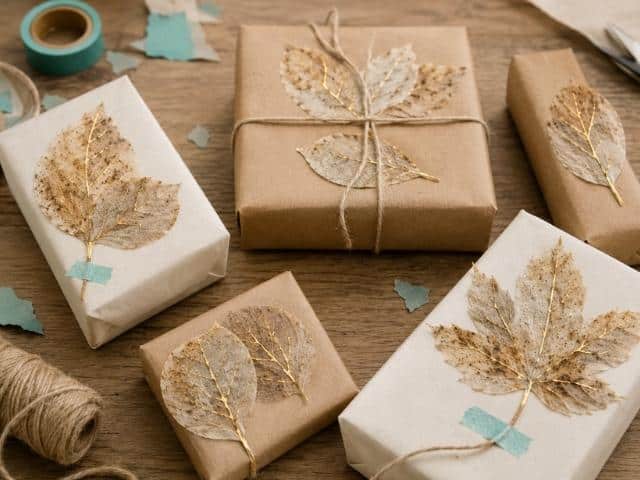 Teebeutelpapier im Kintsugi-Look: Beispiel Geschenkverpackung
