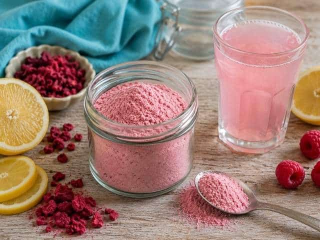 Pink-Lemonade-Fertigzauber: fruchtiges Pulver für Joghurt, Quark und Wasser