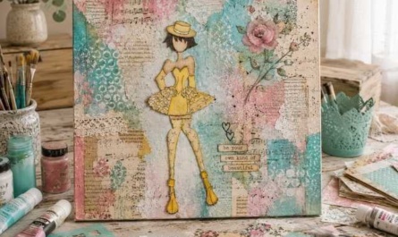 She Art mit Julie Nutting Stempeln – wenn Mixed Media auf Mode-Illustration trifft