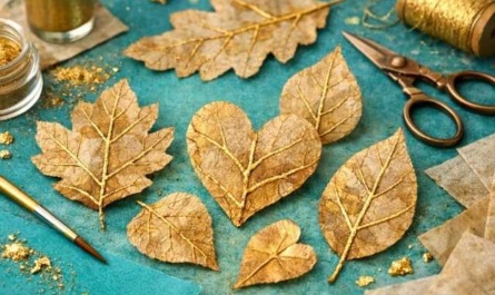 Teebeutelpapier im Kintsugi-Look: Blätter mit goldenen Adern