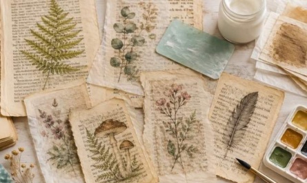 Buchseitenkunst mit alten Buchseiten: Vintage-Motive für Collagen und Journals