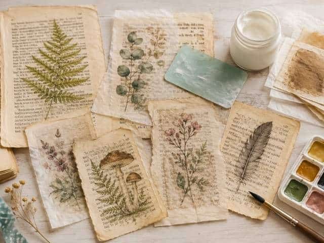Buchseitenkunst mit alten Buchseiten: Vintage-Motive für Collagen und Journals