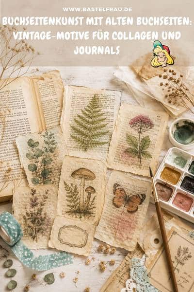 Buchseitenkunst mit alten Buchseiten: Vintage-Motive für Collagen und Journals