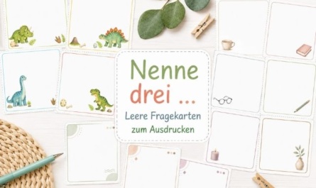 Bastelfrau-Club: „Nenne drei …“-Karten zum Ausdrucken