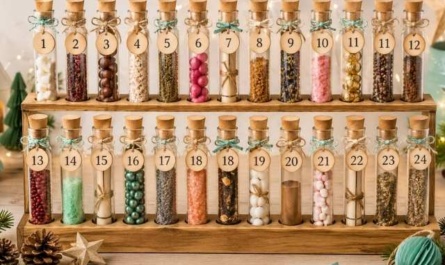 Adventskalender aus Reagenzgläsern