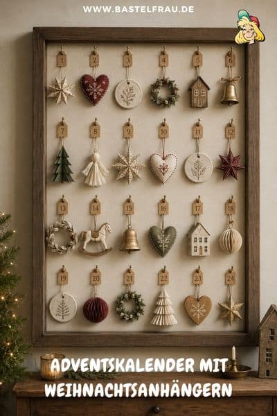 Adventskalender mit Weihnachtsanhängern