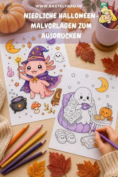 Niedliche Halloween-Malvorlagen zum Ausdrucken