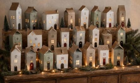 Adventskalender aus Milchkartons als Weihnachtsdorf