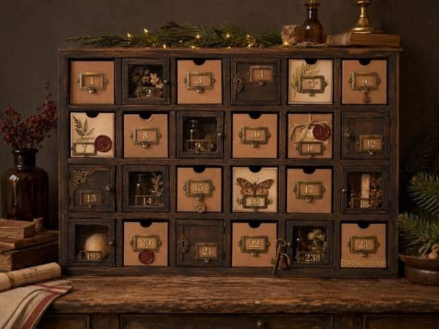 Adventskalender im Apothekerschrank