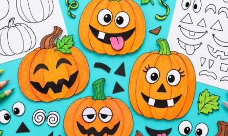 Kürbisgesichter - Einfache Halloween-Deko aus Tonkarton