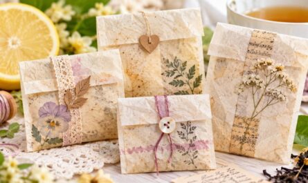 Umschläge aus Teebeuteln: Kleine Shabby-Chic Taschen mit Fadenverschluss