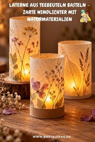 Laterne aus Teebeuteln basteln – zarte Windlichter mit Naturmaterialien