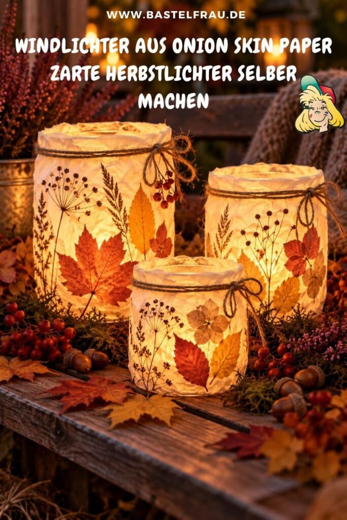 Windlichter aus Onion Skin Paper – zarte Herbstlichter selber machen