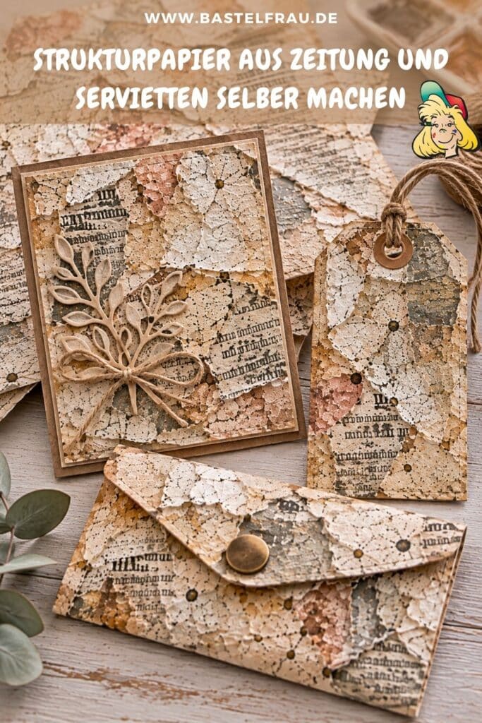 Zeitungspapier upcyceln: Grungiges Bastelpapier mit Gesso und Servietten